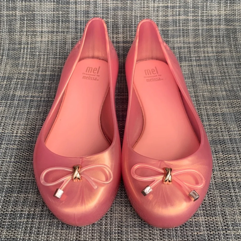 Melissa | Mel by Melissa 'Sweat Love' Pearl Pink Bow Flats Slip on Dress Shoes 3